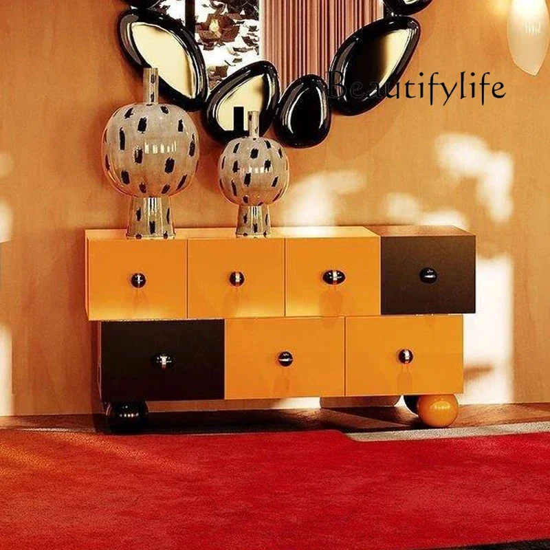 

Y1 французский антикварный креативный цветной обеденный боковой шкаф из цельного дерева, бытовой шкафчик в стиле ретро