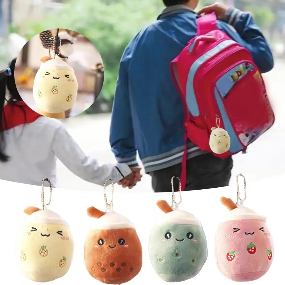 

Key Chain 3D Design Multi-purpose Unscented Decorate Lovely Plush Milk Tea Cup Doll Backpack Keychain for Keys