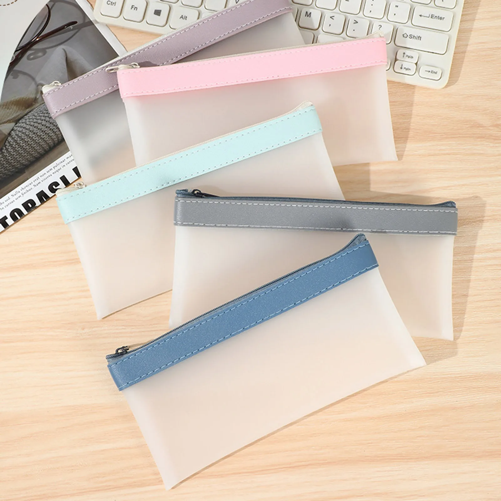 Simple Pencil Case Pen Bag Lightweight Portable Transparent Pencil Pouch for Girls Children Student Supplies