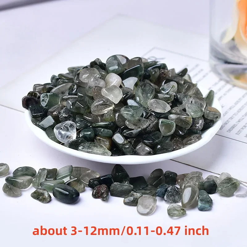 3-12mm Natural Green Rutilated Quartz Nugget Beads,Green Rutilated Quartz Chip Beads, Green crystal crushed stones