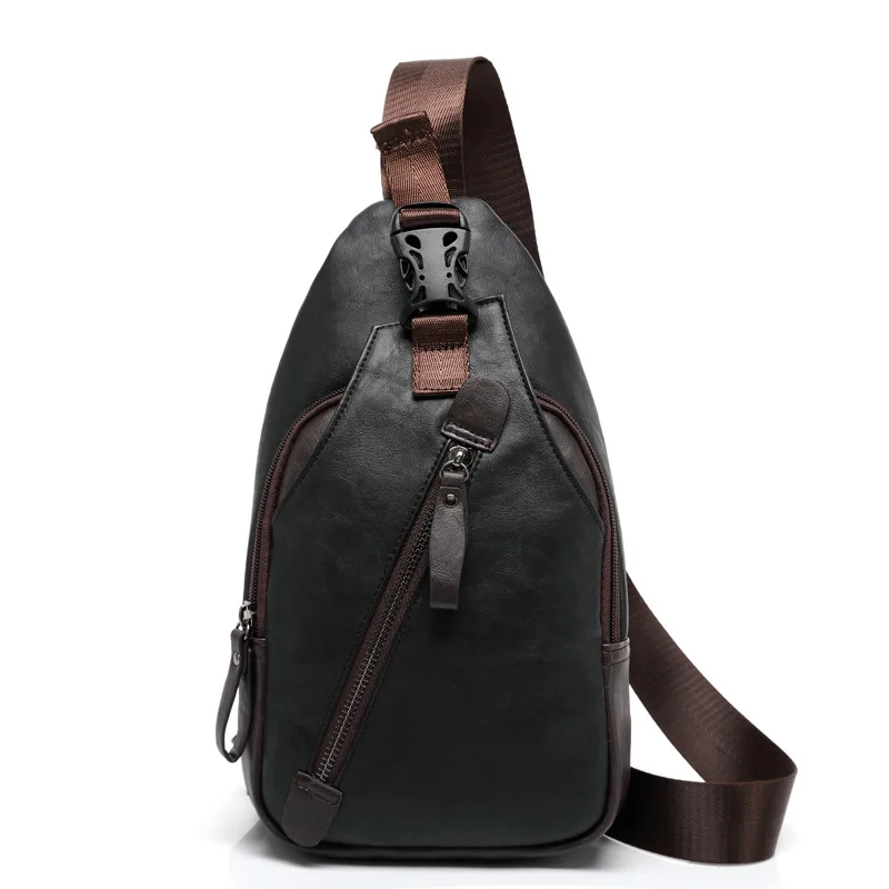 Picture 5: Men's PU leather waterproof retro trend crossbody bag, large-capacity multi-functional casual single-shoulder small backpack