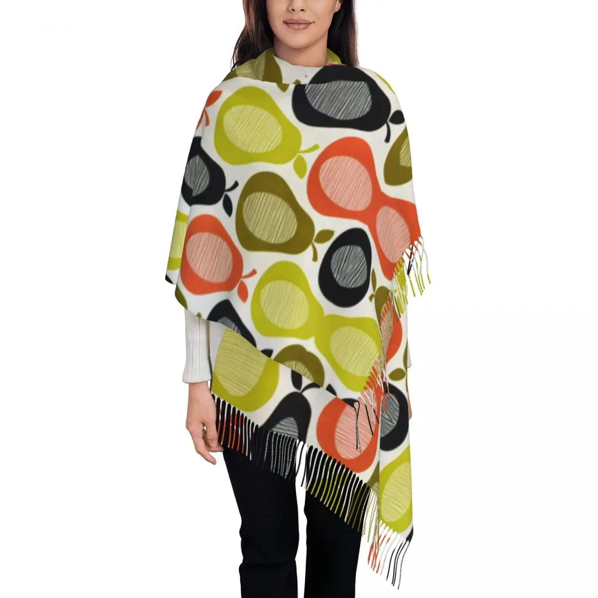 

Kiely Orla шарф с цветочным принтом женский длинный зимний теплый шаль с кисточками унисекс скандинавские шарфы