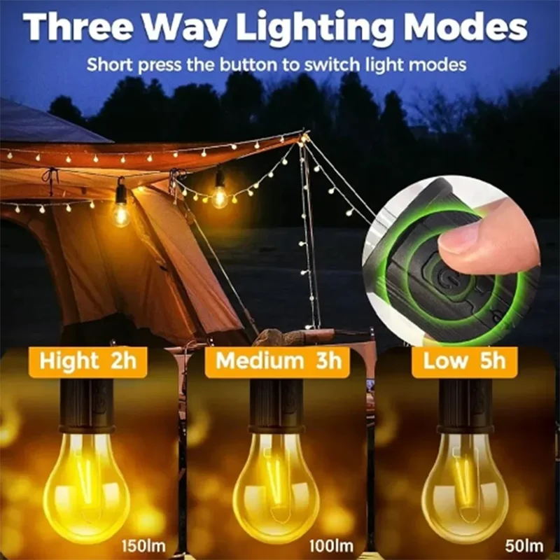 2024 NEW Outdoor USB Rechargeable LED Lamp High Brightness Emergency Light Hook Up Camping Fishing Portable Lantern Night Lights