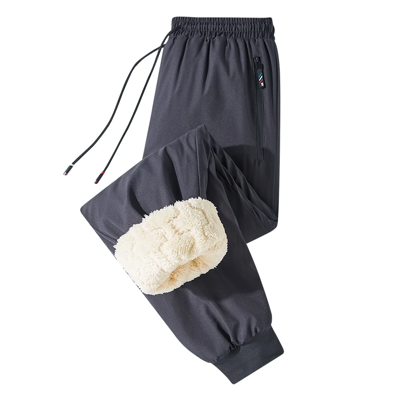 Pantalones deportivos gruesos de lana para hombre, pantalones térmicos de grafeno, informales, impermeables, a prueba de viento, de algodón, invierno, 2024