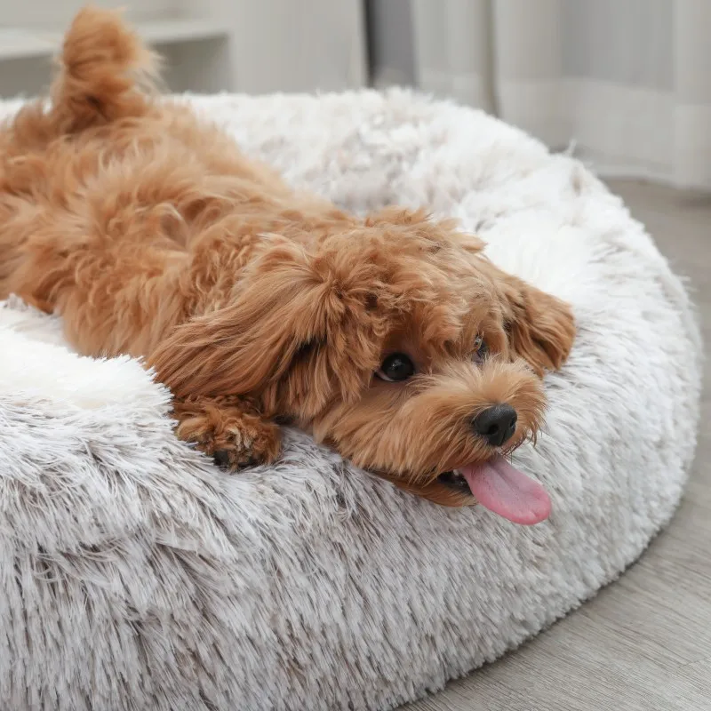 Rundes Hundebett, Winter, warmes Katzenbett, Plüschkorb für Hunde, waschbares Haustierbett für kleine, mittelgroße und große Hunde, Sofa für Katzen – Detail 5