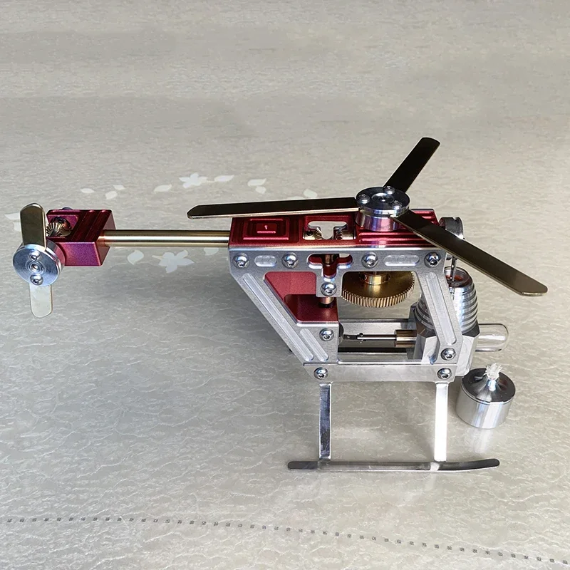 Y-forma de metal ar quente stirling motor alimentado gerador mini helicóptero modelo kit de construção para adultos crianças presente