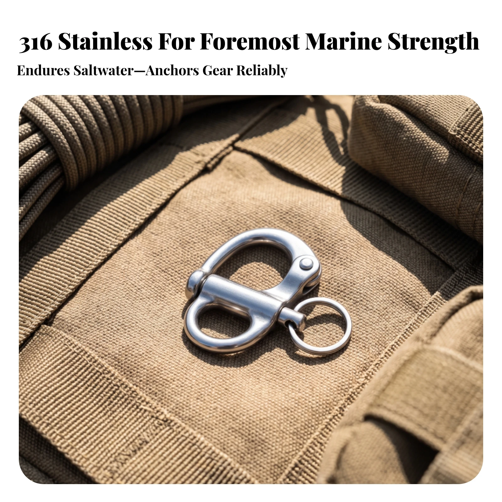 Quick Release Snap Shackle Stainless Steel Marine Snap Shackle Hardware Long-Lasting Compact for Sailors, Rigging, Sailing