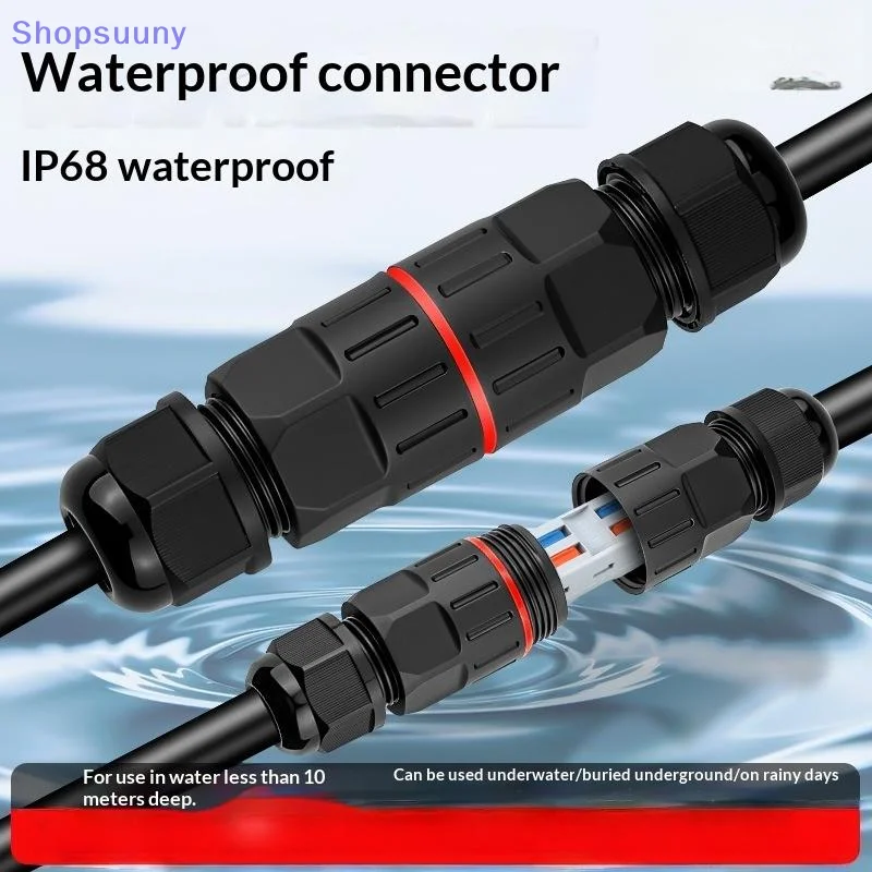 [SU]1/3Pcs Waterproof IP68 Cable Connector Wire Connector Quick Connection 2 In 2 Out 2/3 Pin Electrical Terminal Adapter[SU]