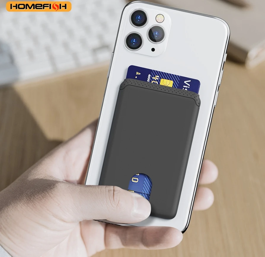 HOMEFISH Phone Holder Sticker Credit Card Holder Adhesive Soft Silicone Mobile Phone Wallet Compatible for Iphone Android