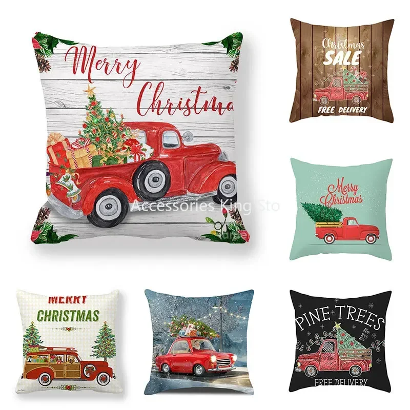 Christmas Decoration Cushion Watercolour Tree Snowman Red Pink Throw Pillow Home Decor Decor Pillowcase