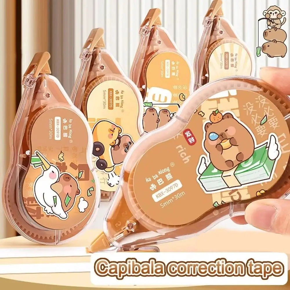 6PCS New Design Capybara Correction Tape Aesthetic Silent Capybara Modification Tape Large Capacity Smooth White Covering Tape