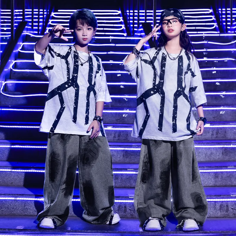 2026 Modern Hip Hop Dance Rave Clothes Loose Shirts Hiphop Pants Suit For Boys Jazz Dance Drum Performance Stage Wear DQS23953