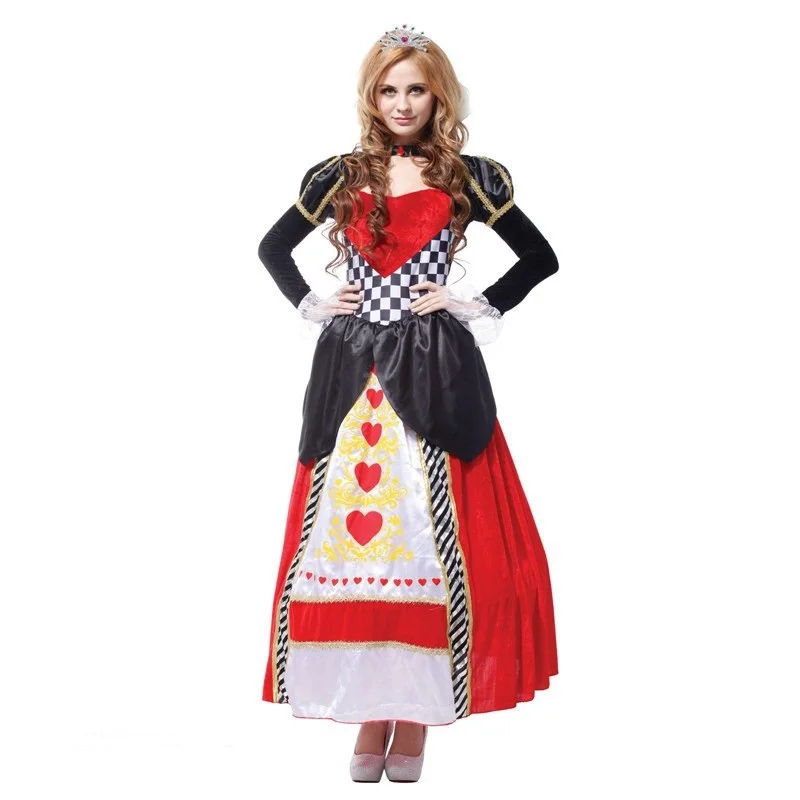 Alice im Wunderland, rote Herzkönigin-Kostüme für Damen, sexy königliche Cosplay-Kleidung, Halloween-Kostüm für Damen