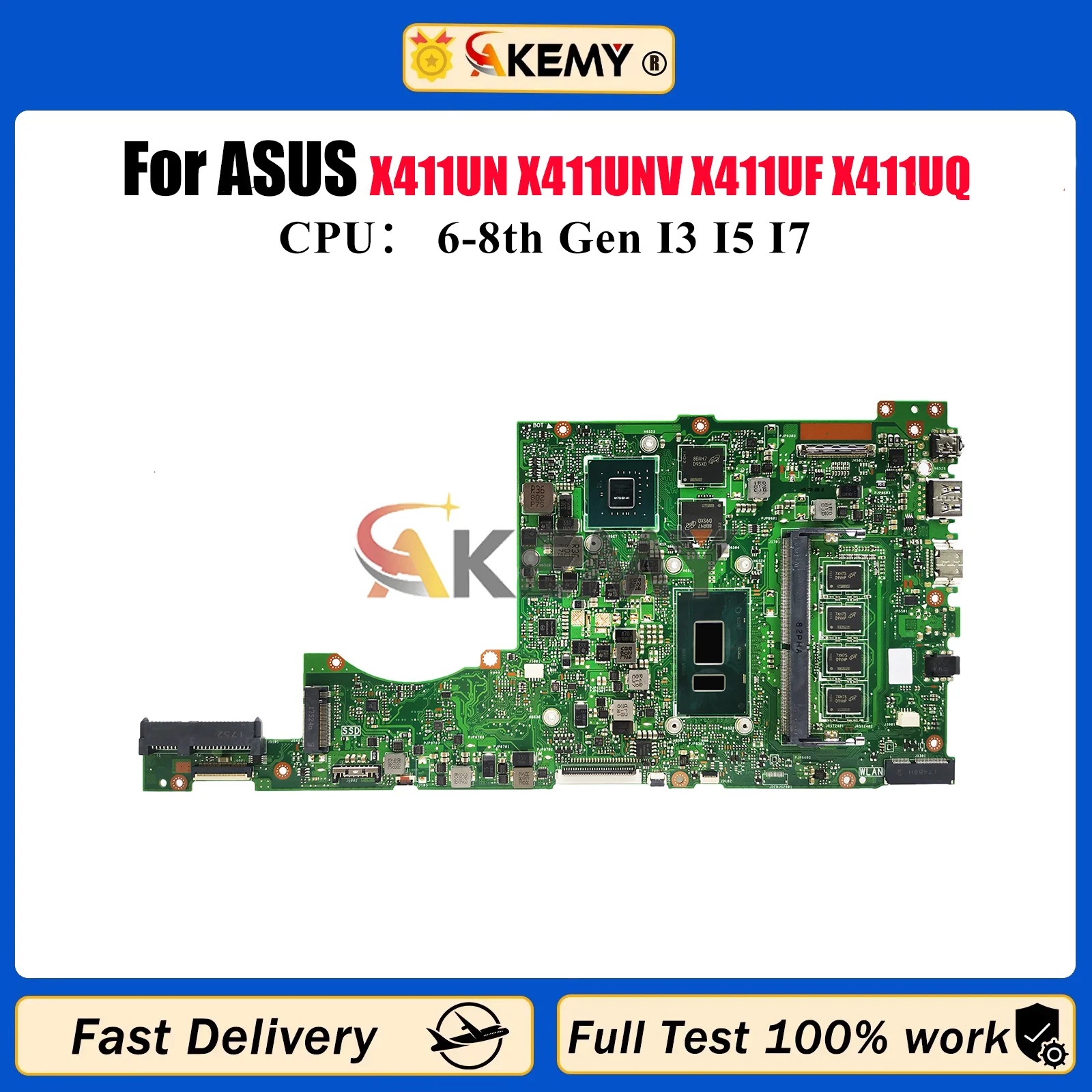 

X411UV Laptop Motherboard For ASUS VivoBook X411U S4000V r421u S4200U X411UN X411UNV X411UF X411UQ X411UV Mainboard I3 I5 I7 CPU