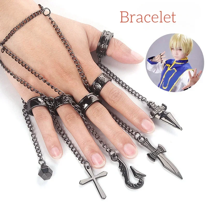 Anime Manga Hunter X Hunter Kurapika Cosplay Costume Kurapika Wig Fingers Rings Chain Earrings Props Halloween Party Outfits view 6