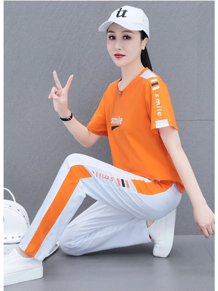 Tracksuits Ladies 2022 Summer New Women Clothing Summer Fashion Casual Sportswear Suit Shuffle Dance Square Dance Two-piece Set