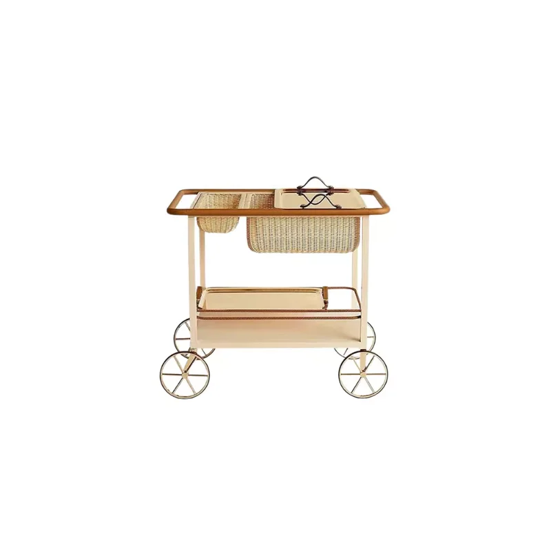 Handcart side table, stainless steel living room, portable dining car design, with wheel storage rack, light luxury  e