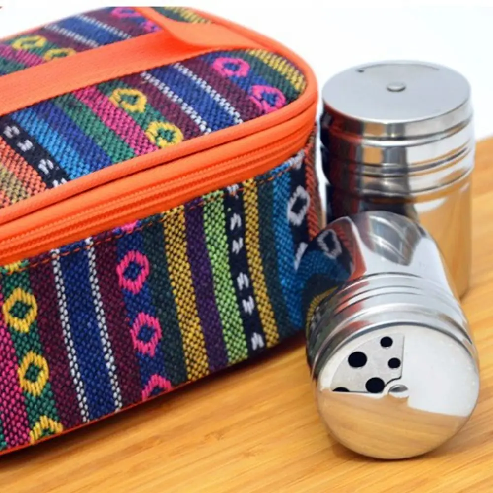 

1/2/3/5pcs Portable Camping Seasoning Kit Mulistyles PET/Stainless Steel Travel Salt Pepper Container Bag
