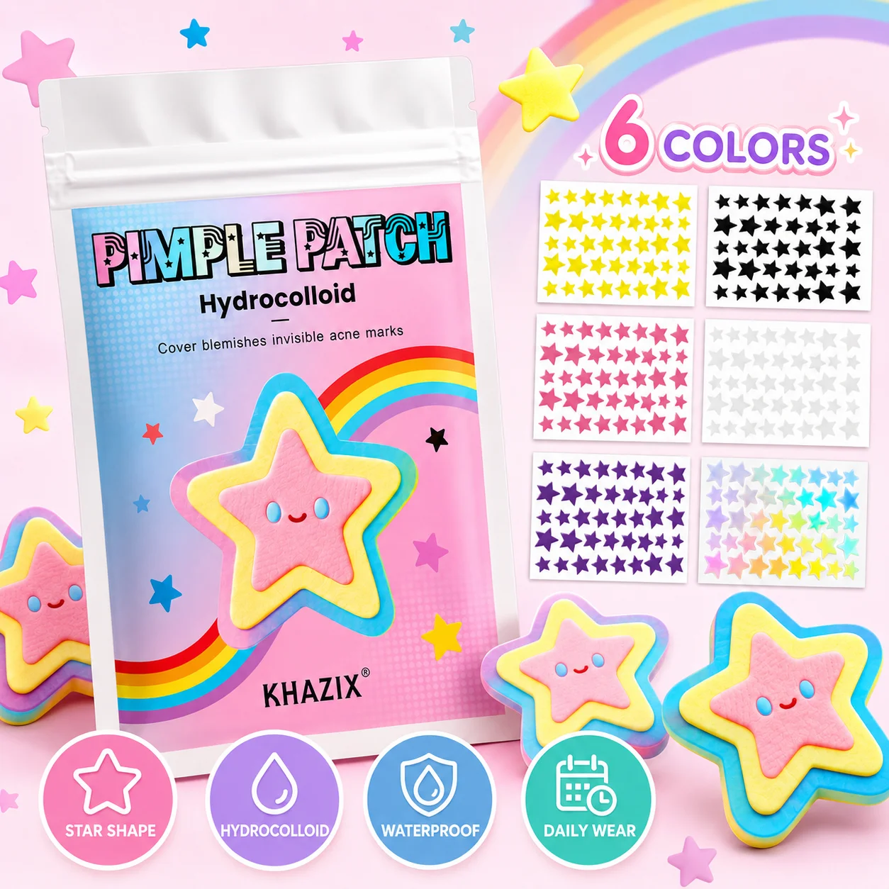 240pcs Star Pimple Patches For Face Hydrocolloid, Absorbing Cover, Tea Tree, Hydrocolloid Acne Patch, Cute Star Pimple Patch