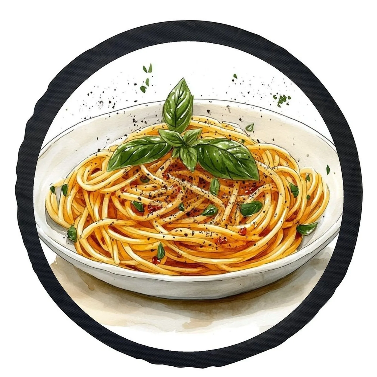 

Spaghetti and Basil Print Tire Cover Universal Protector Durable Polyester Spare Wheel Cover