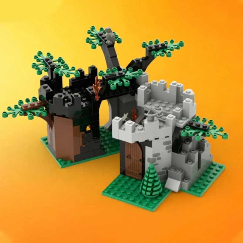 City Street View Model MOC Building Bricks Castle Scene Hiding Place Modular Technology Children Holiday Gifts Assemble Toy Suit