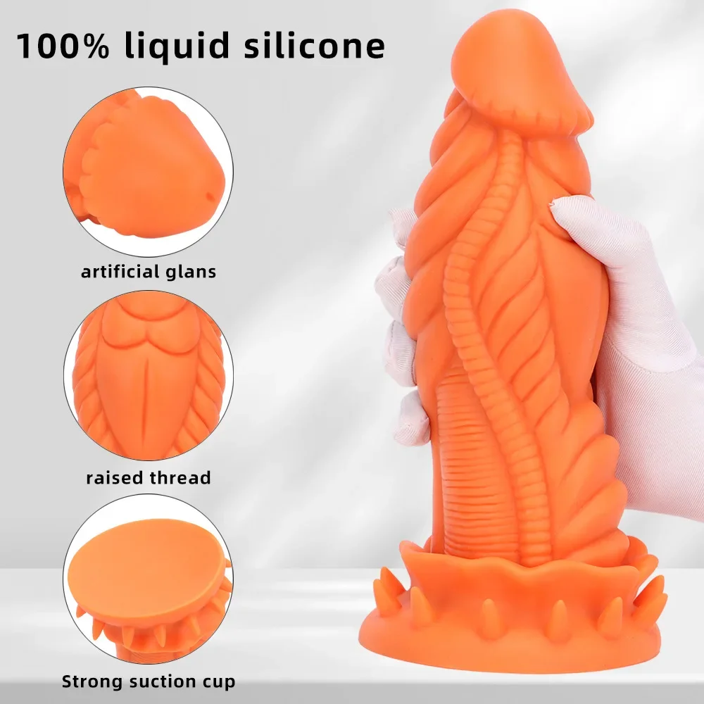 8.5cm Huge Thick Anal Plug Butt expansion Trainer Orange Liquid Silicone Dragon Dildo Penis Extra Large Anal Toys For Man