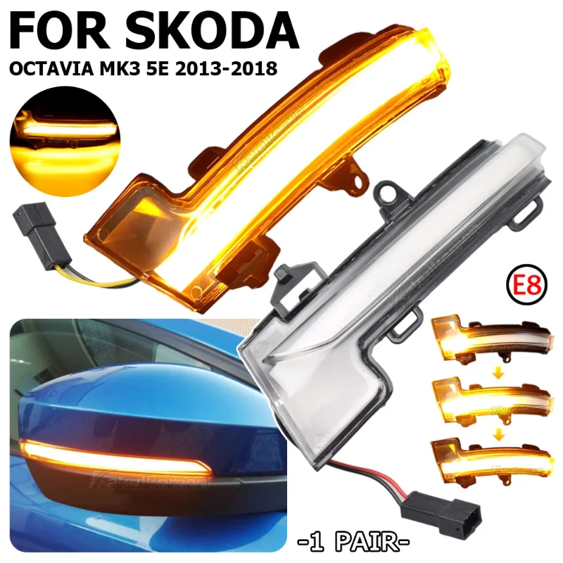 For Skoda Octavia 3 Mk3 III A7 5E Volkswagen T-roc Troc T-Cross 2014 2015 2017 2018 2019 2020 Dynamic LED Turn Signal Light