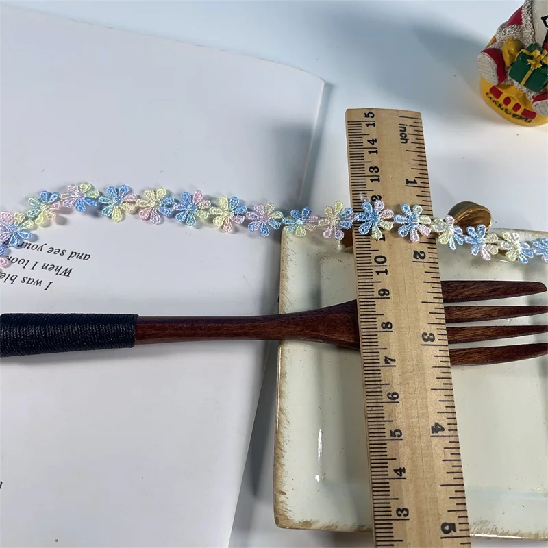 1.2CM Wide Exquisite Polyester Embroidered Colored Sunflowers Lace Fabric Collar Trim Ribbon Cheongsam Clothes DIY Sewing Decor image 3