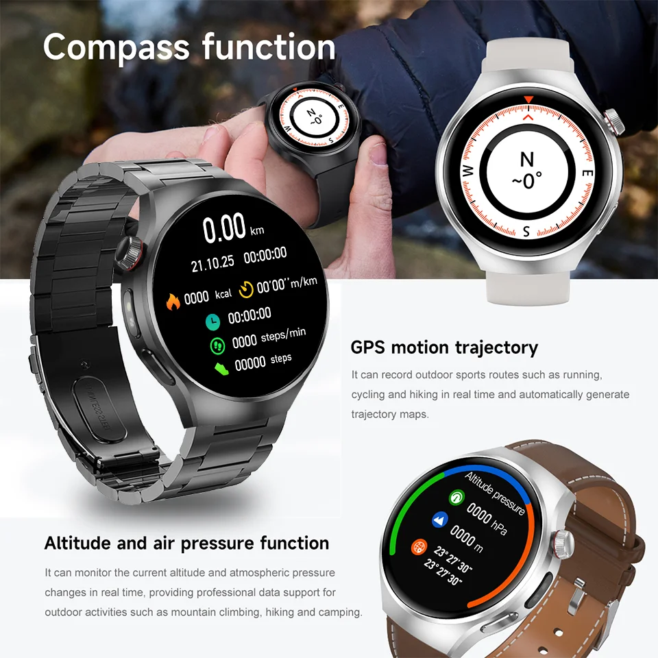 New Watch 5 Smart Watch GPS NFC Smart Watch Men 1.53 " AMOLED Always Display SOS IP68 BT Call Sports Smartwatch 2025 For Huawei