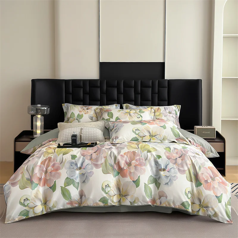 

100%Egyptian Cotton Bedding Set Luxury Full Queen King Size Duvet Cover Bed Sheet Set Pillowcases Bed Linen Nordic Simple Style