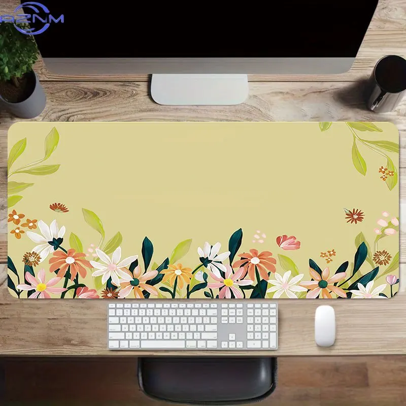 One Mouse Pad Measuring  cm, Featuring a Non-Slip Extended Design with a Floral And Leaf Pattern, Ideal for Office And Home Deco