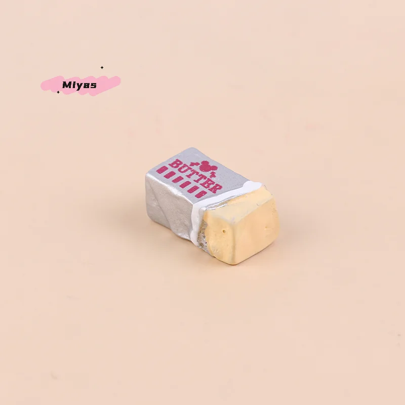 Conjunto de comida de simulação em miniatura, 6 peças, brinquedo de cozinha com manteiga de pão diy, utensílios de mesa de café da manhã para casa de boneca