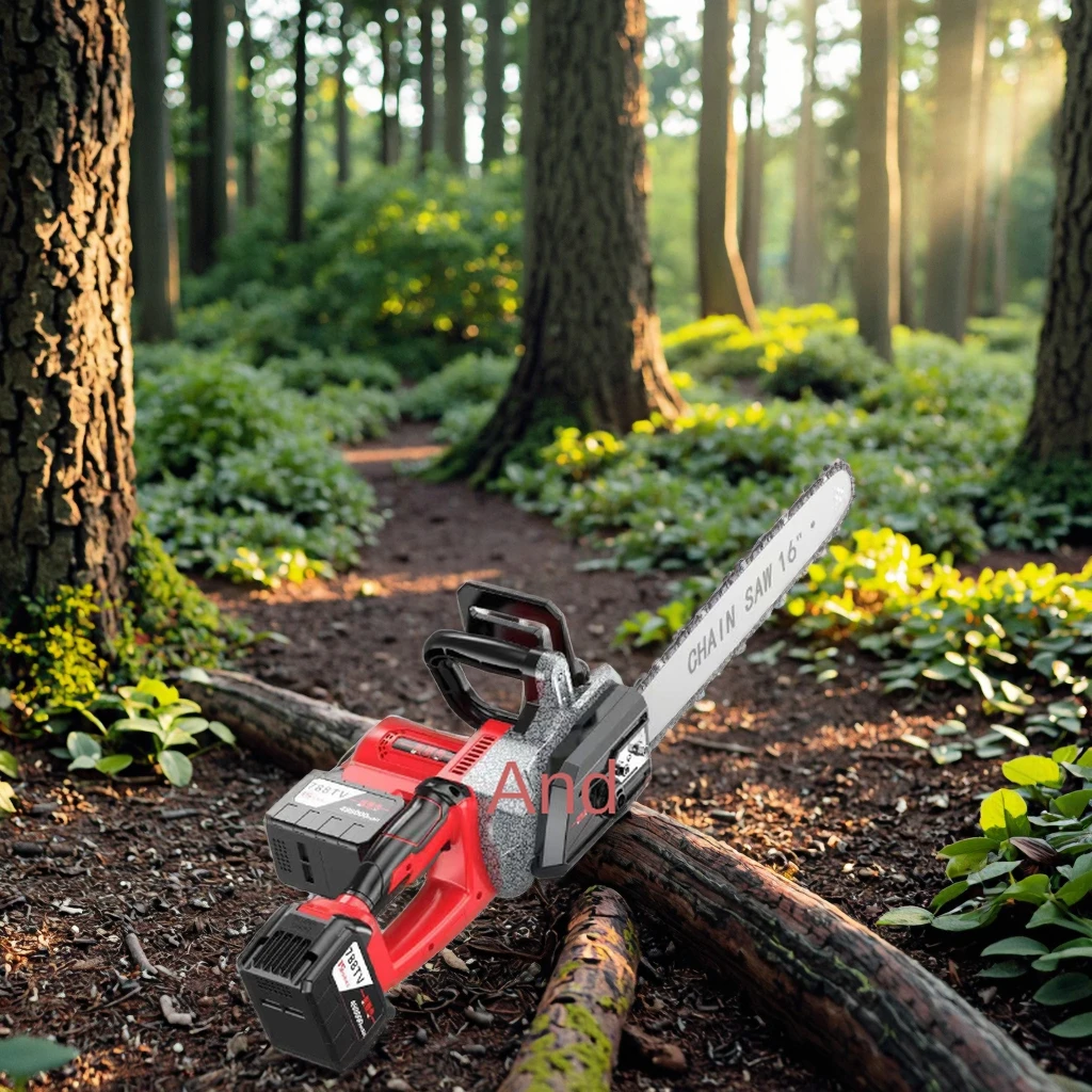

12-Inch Portable Electric Chain Saw Rechargeable Lithium Battery Single Hand Pruning Saw for Household Tree Cutting Wood Saw