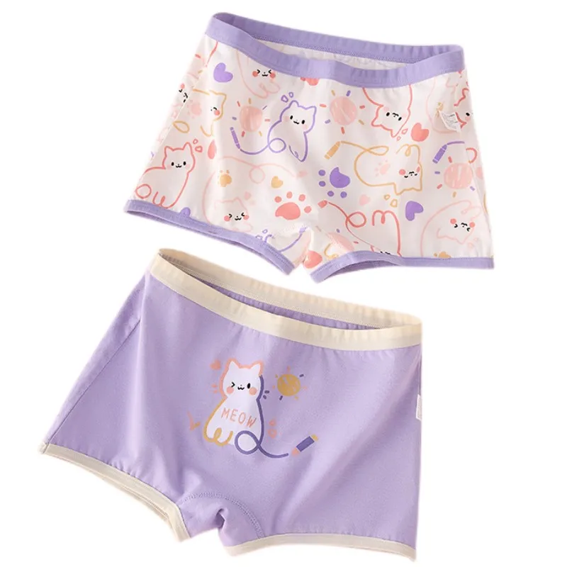 2pcs Girl Pure Cotton Briefs Soft Breathable Underpants Girl Quality Boxers Size 85-165 Healthy Panties Kids Comfortable Briefs