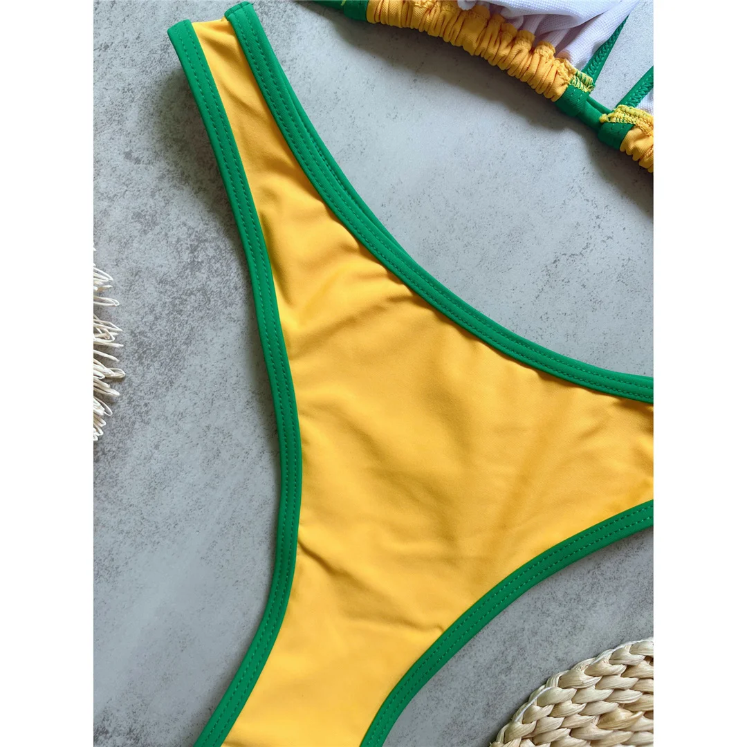 Badeanzug mit brasilianischer Flagge, Neckholder-Bikini, Damen-Badebekleidung, zweiteiliges Bikini-Set, hoher Beinausschnitt, Badeanzug, Schwimmanzug V8369 – Detail 9