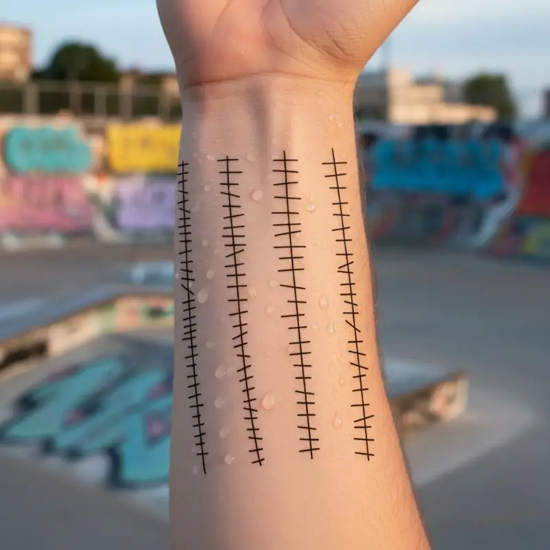 Realistic Waterproof Scar Temporary Tattoo 1 Sheet Semi Permanent Non-Toxic Sticker for Stage Performance Cosplay Prop