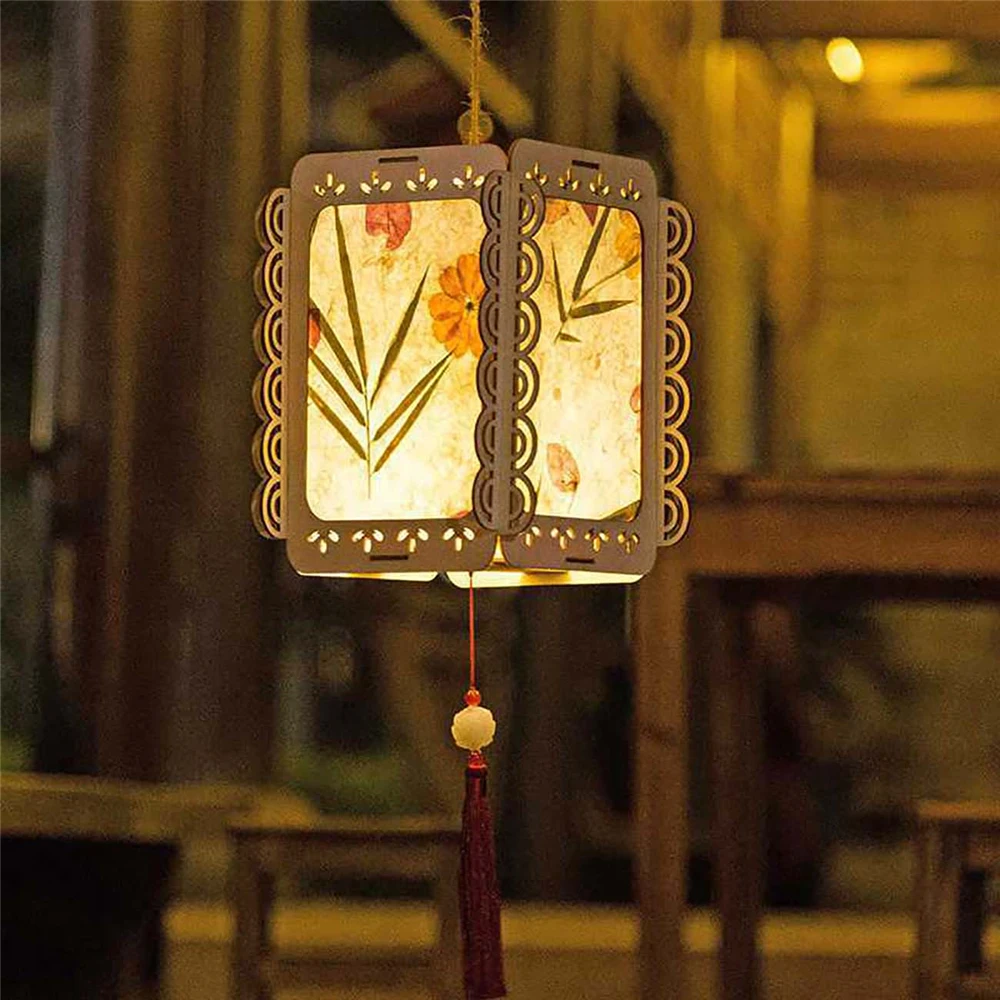 DIY Handmade Flower Paper Lantern Set Vintage Chinese Style Blossom Flower Light Portable Lamp Festival Glowing Lanterns Gift