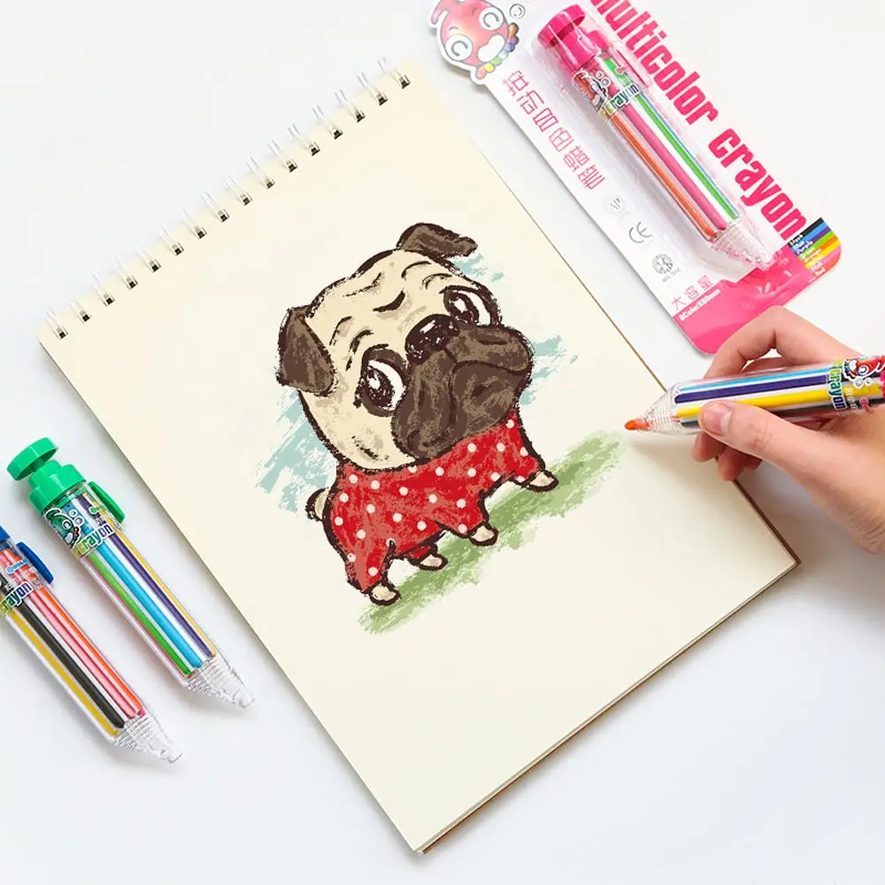 Crayones Multicolor 8 en 1 para niños, estilo creativo de empuje, lápiz de colores Pastel al óleo reemplazable DIY, herramientas de pintura de Graffiti