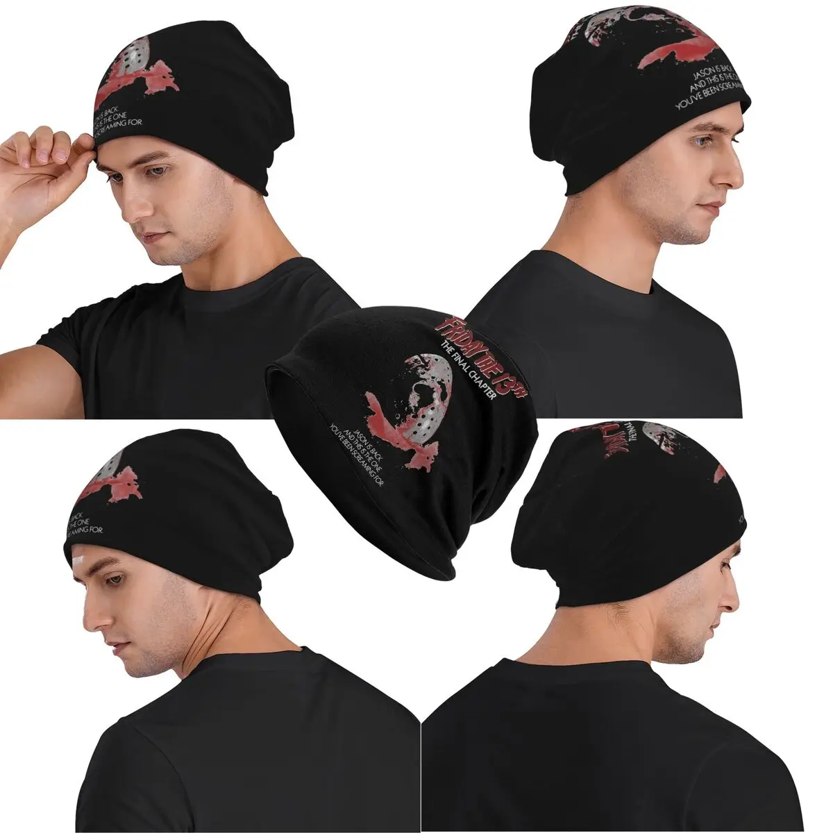 หมวก13th Friday JASON VOORHEES slouchy สำหรับผู้ชายผู้หญิงฤดูใบไม้ร่วงฤดูหนาว Topi Bonnet น้ำหนักเบาหมวกกันหนาว