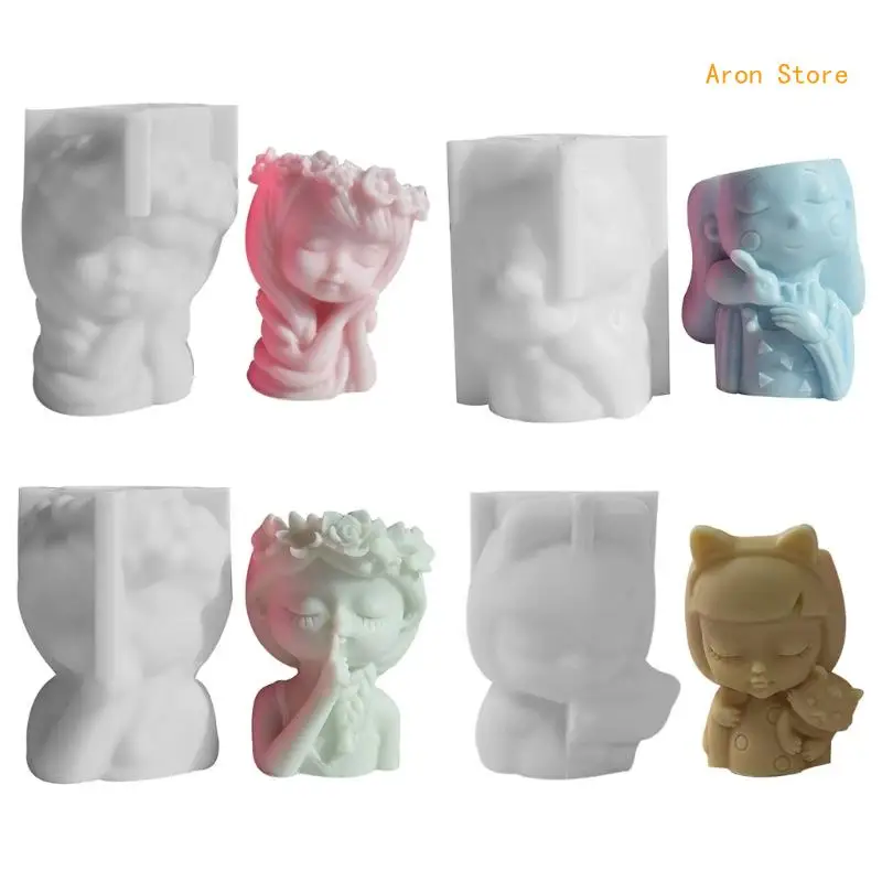 3D Teenager Girl Planter Silicone Mold Aromatherapies Soap Making Mould Chocolate Candy Decorating Tool Household