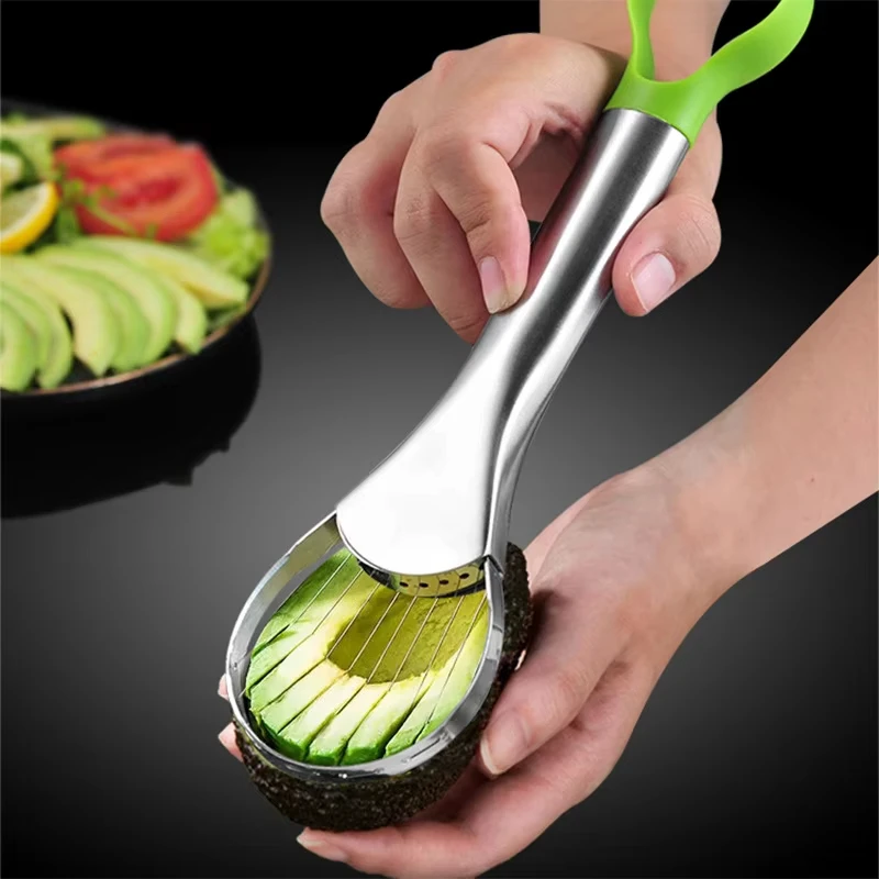Trancheur d'avocat en acier inoxydable 2 en 1, couteau éplucheur pour Pitaya Kiwi, Gadget de cuisine, outils pour fruits et légumes