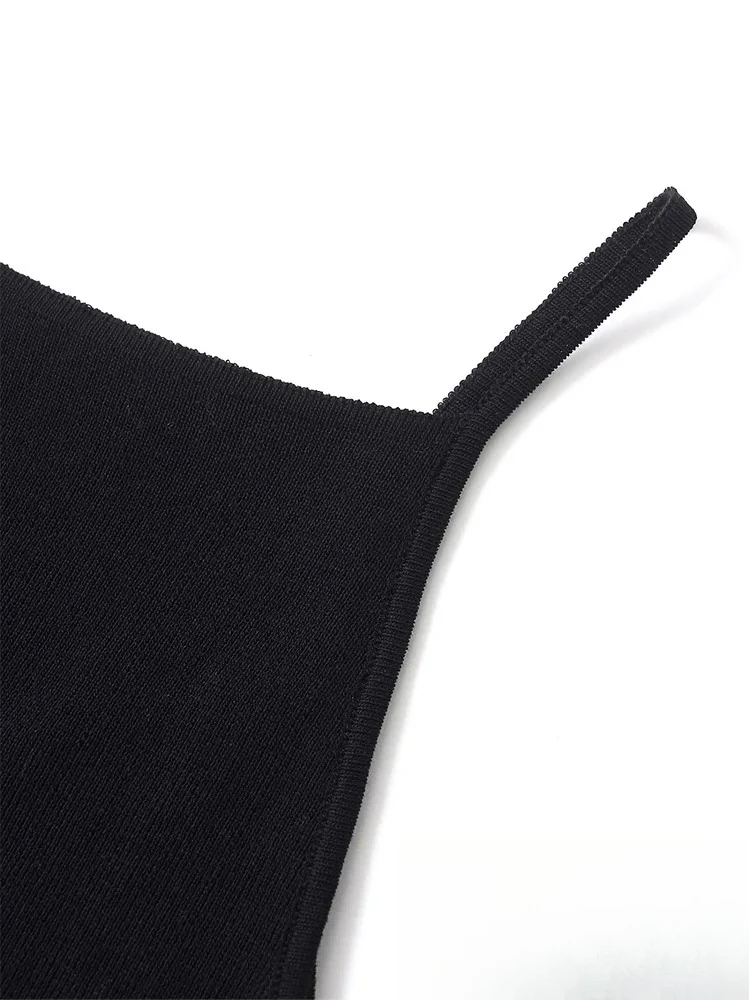 KONDALA Sexy Chic Women Dress Black Solid Cami Sleeveless Mini Vestidos New Fashion 2025 Autumn Party Short Sheath Dress
