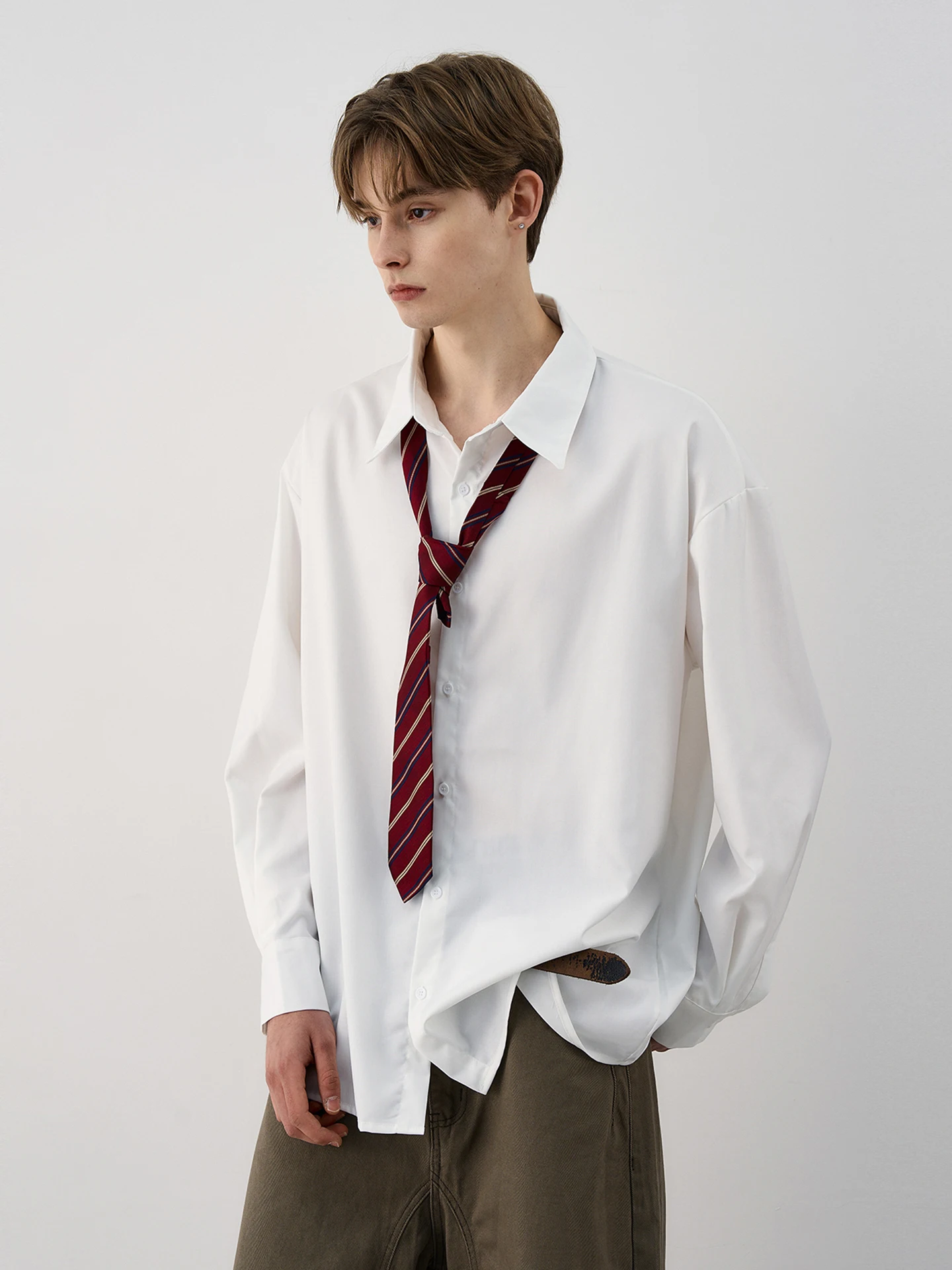 

American Retro Cleanfit Long Sleeve Casual Shirt Commute Men Women Loose Base Shirt Top Polyester Four Seasons Universal