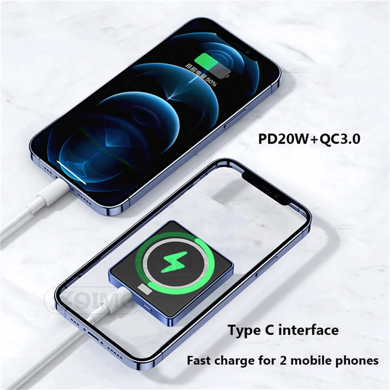 Mini Magnetic Powerbank For iPhone Xiaomi Samsung Portable External Battery Pack Wireless Charger Power Bank