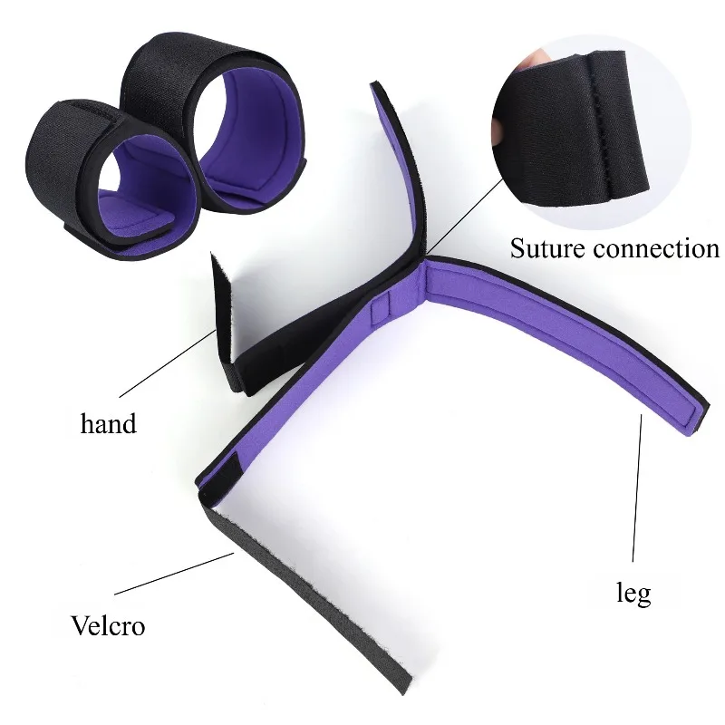 SMセックススポンジ手足拘束具カップルセックストレーニング女性奴隷罰拘束黒紫結合手足拘束具