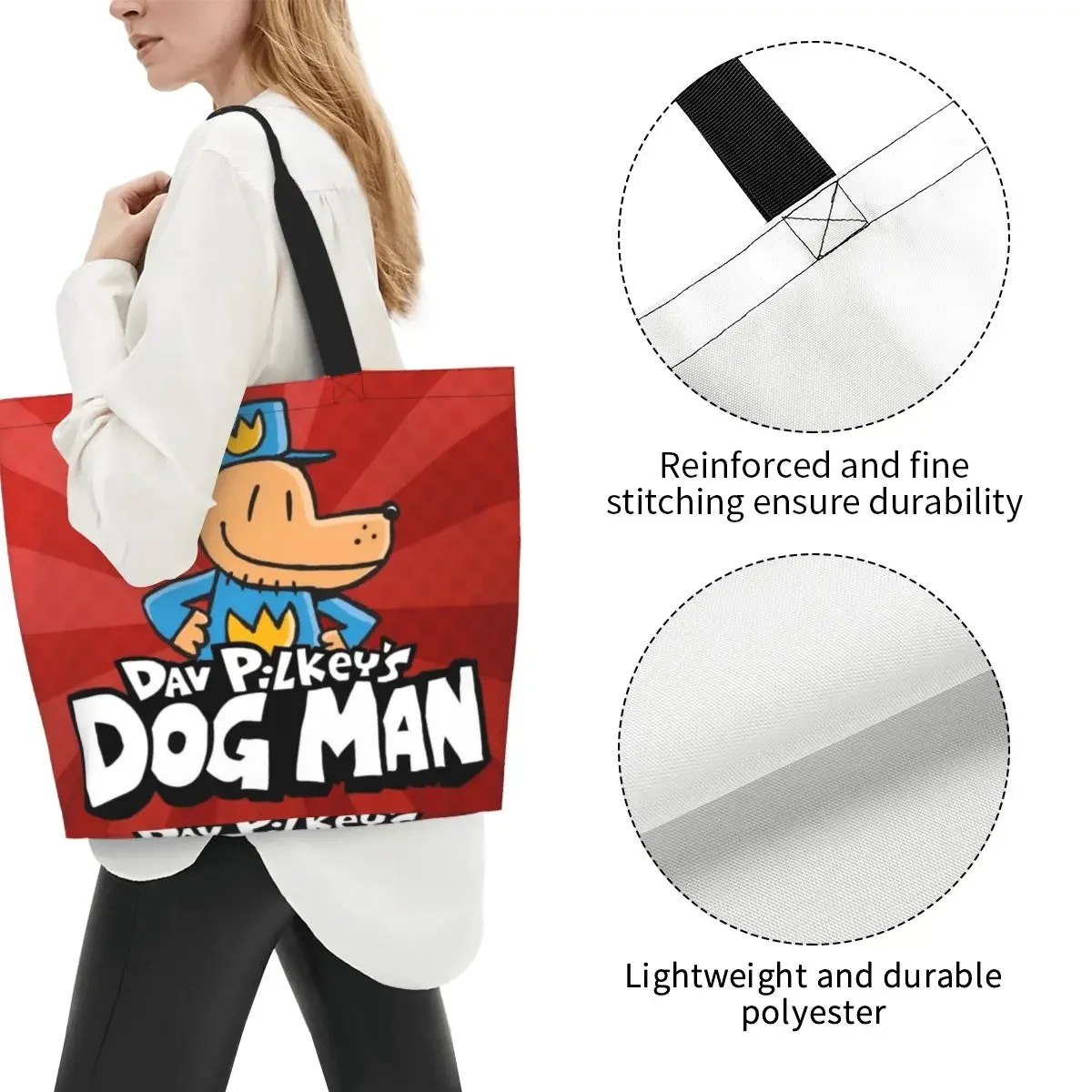 Custom Reusable Dogs Man Shopping Bag Women Shoulder Canvas Tote Bag Portable Grocery Shopper Bags