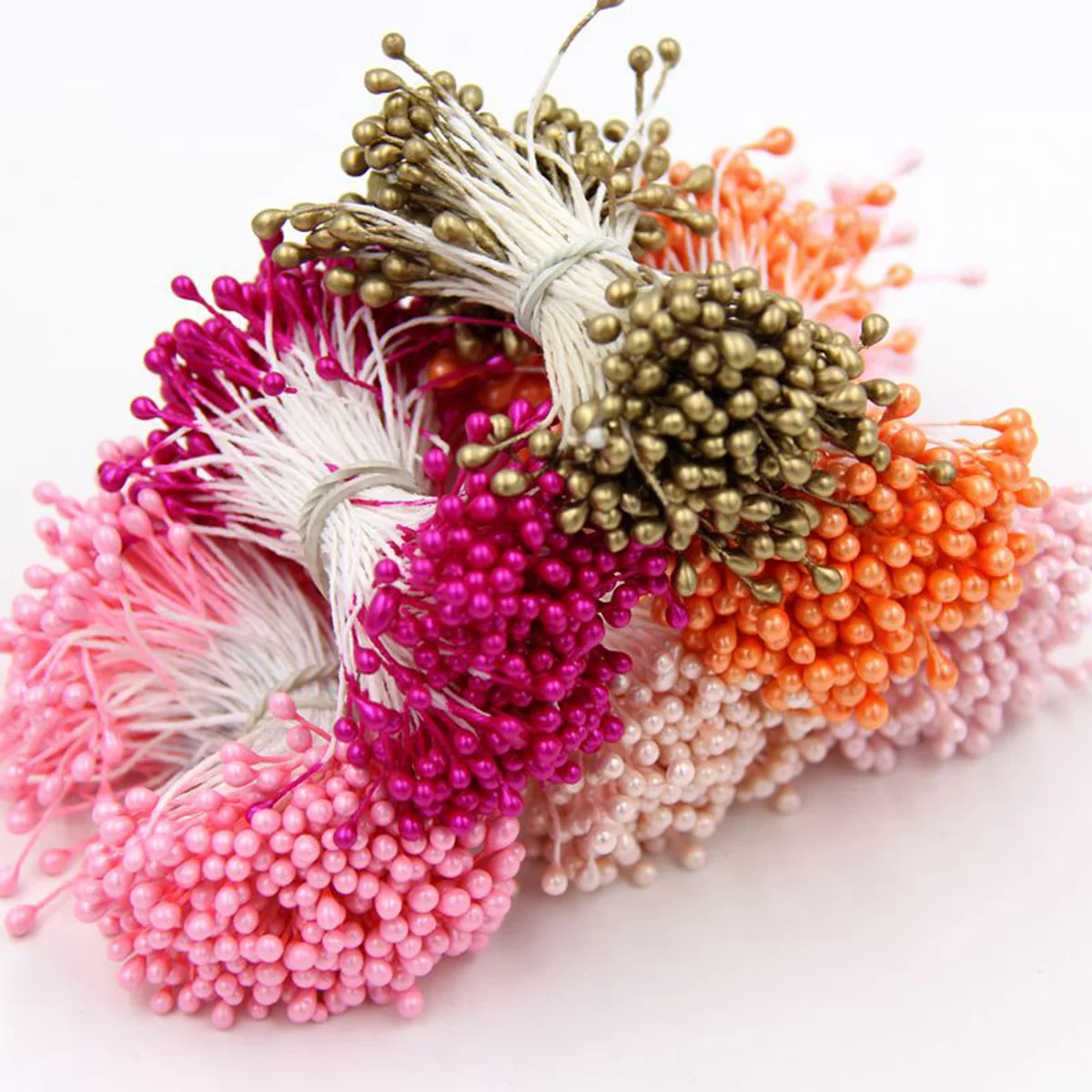 120-150pcs 55mm künstliche Blumen Staubblatt Hochzeit Wohnkultur DIY Sammelalbum Kranz mehrfarbigen Doppelkopf gefälschte Blumen Zubehör – Detail 9