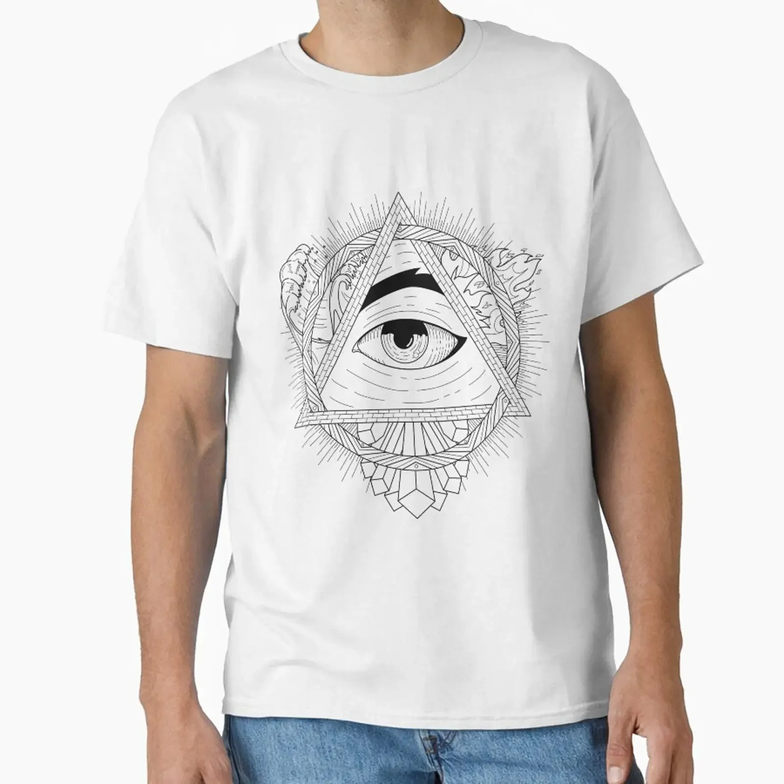 The Eye of Providence designed and sold by Sean Middleton vintage Washed Unisex homme Top For Everyday Wear Versatile Stretched