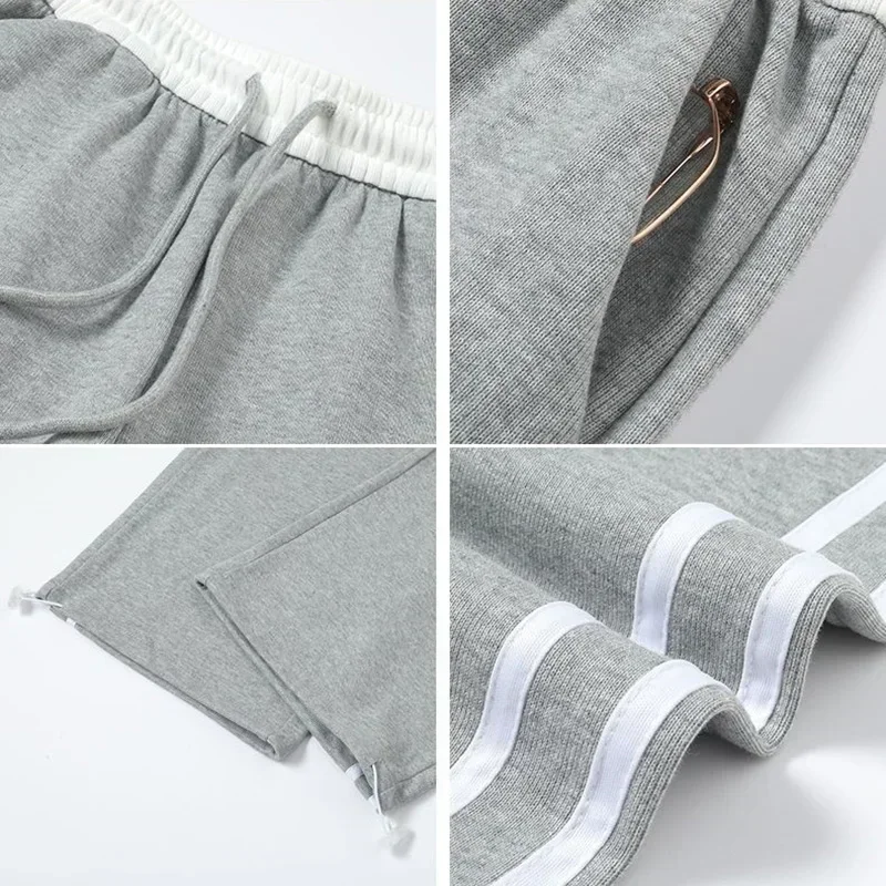 新作ファッションガールズパッチワークスウェットパンツレディースハイウエスト快適バギーパンツ女性韓国風クラシックワイドレッグパンツ