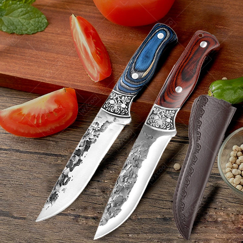 수제 뼈 식칼 본딩 요리사 칼 전문 주방 칼 스테인레스 스틸 칼 필링 과일 단조 고기 절단